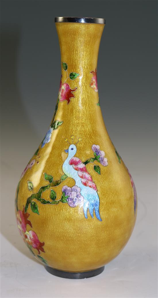 A silver and cloisonne enamel vase, probably Korean, second half 20th century, 17cm